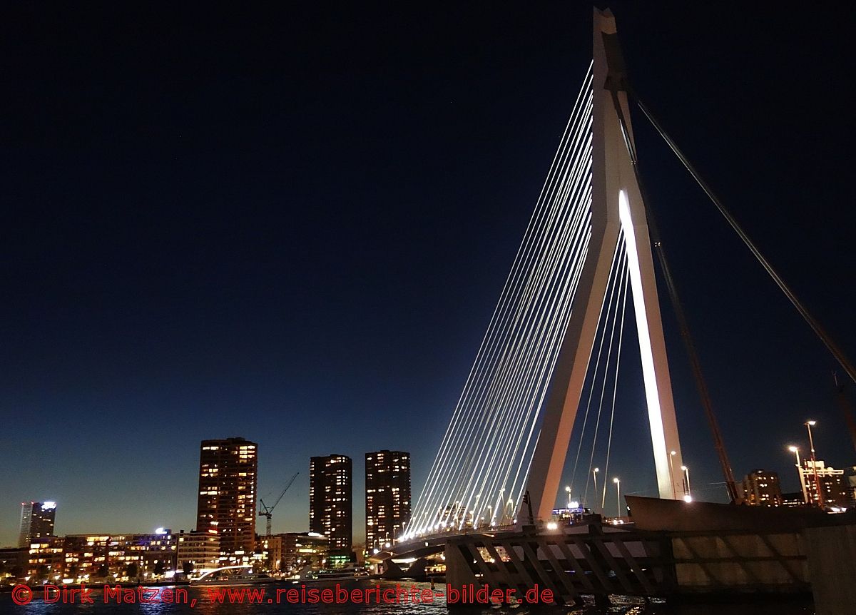 Rotterdam, Erasmusbrcke beleuchtet