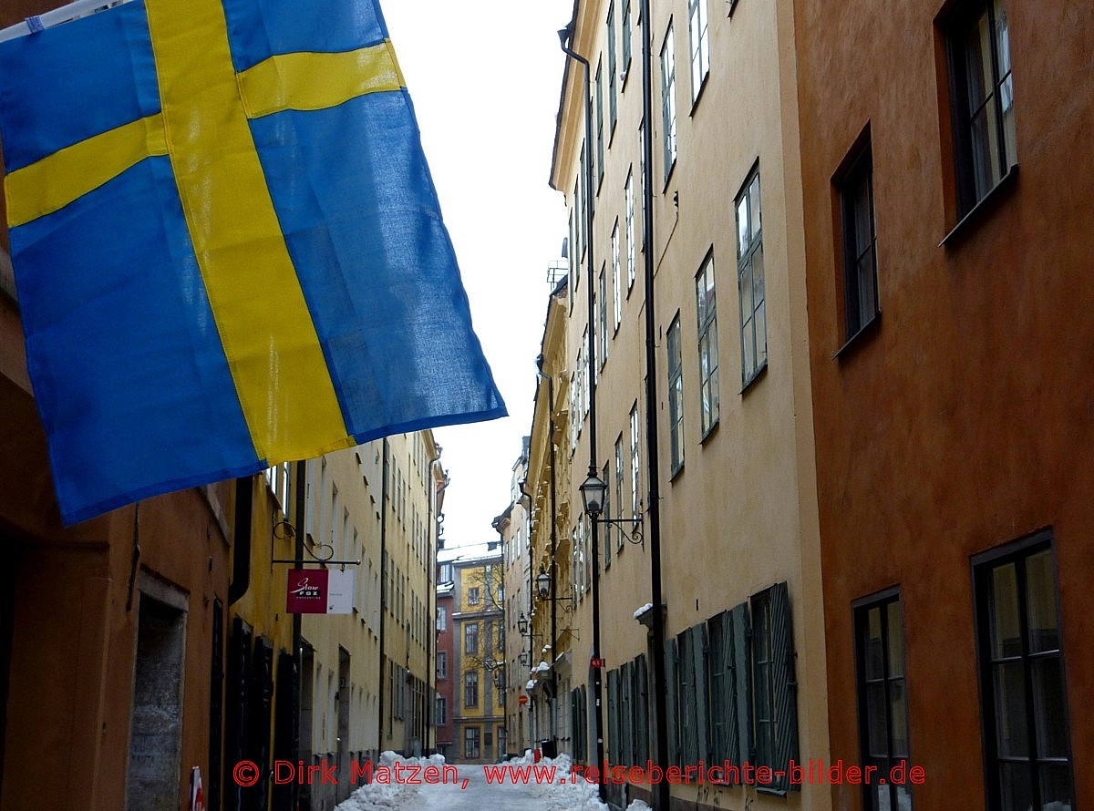 Stockholm, Altstadt und Schweden-Flagge